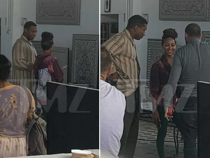 Jonathan Majors and Meagan Good having a good time in Morocco.