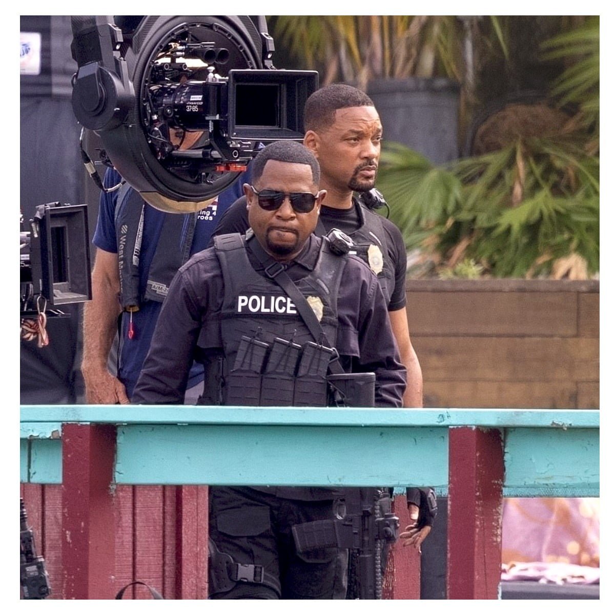 Will Smith and Martin Lawrence are nearly hit by a missile on set